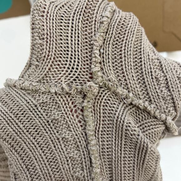 Vintage Express Cable Knit Neutral Boxy Cropped Classic Cotton Sweater - Medium - Picture 6 of 10